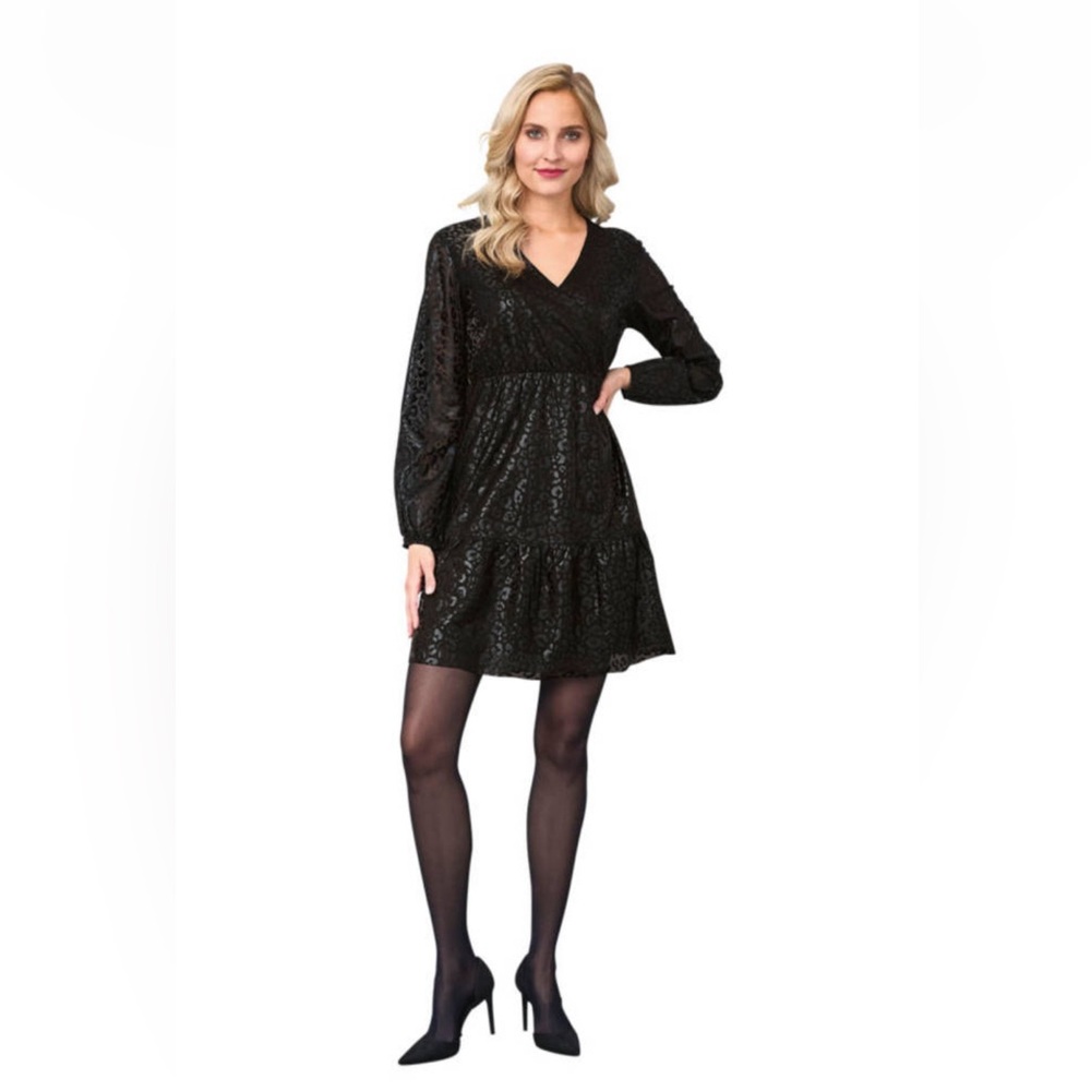 Black Metallic Long Sleeve Dress